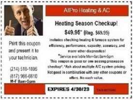 Heating Season Checkup Discount